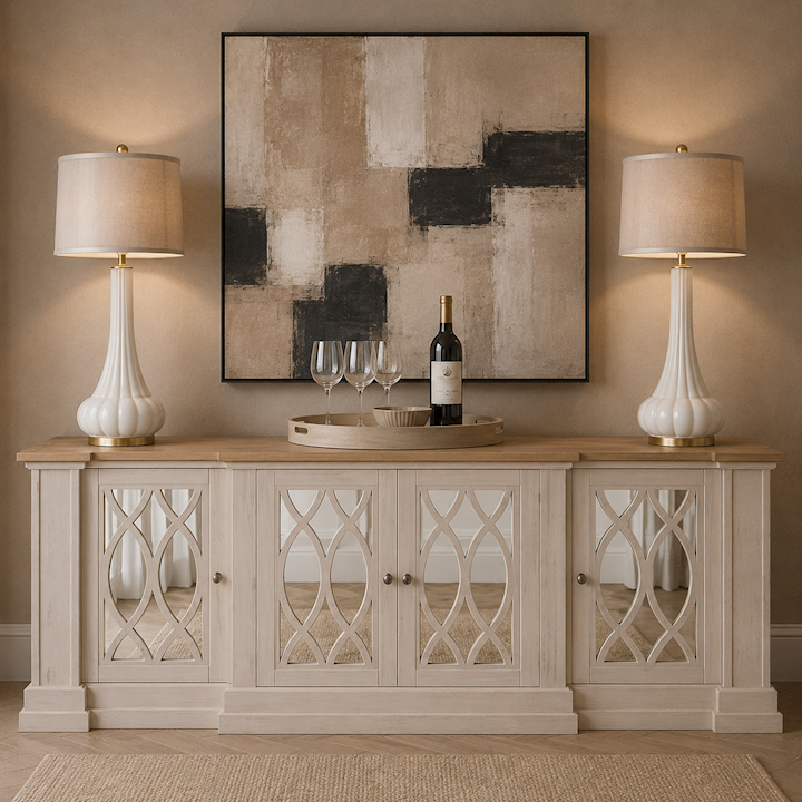 TEDBURY PUTTY FOUR DOOR SIDEBOARD 180x48x78cm